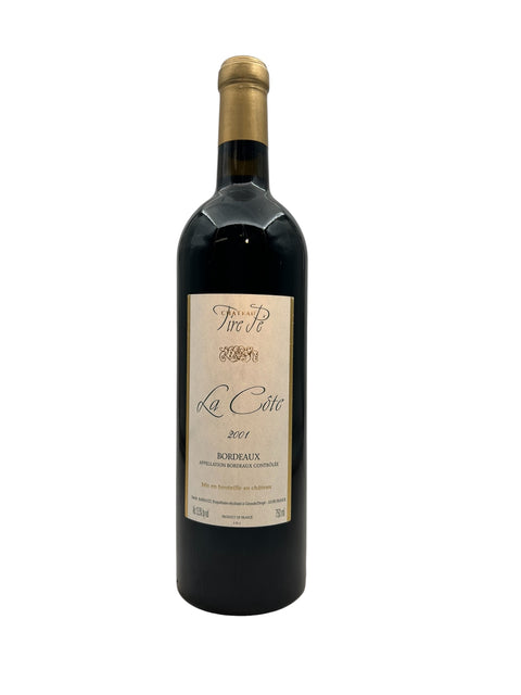 Bottle of La Côte Château Vire Pé 2001 red wine from Bordeaux