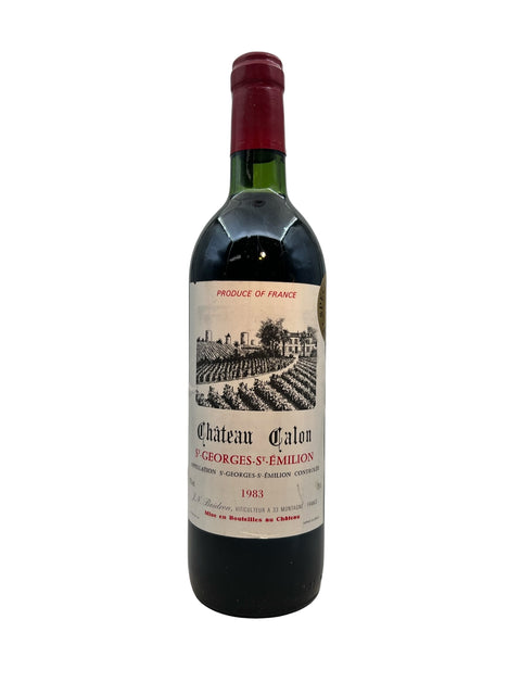 Bottle of Château Calon 1983 red wine from Saint-Émilion with label