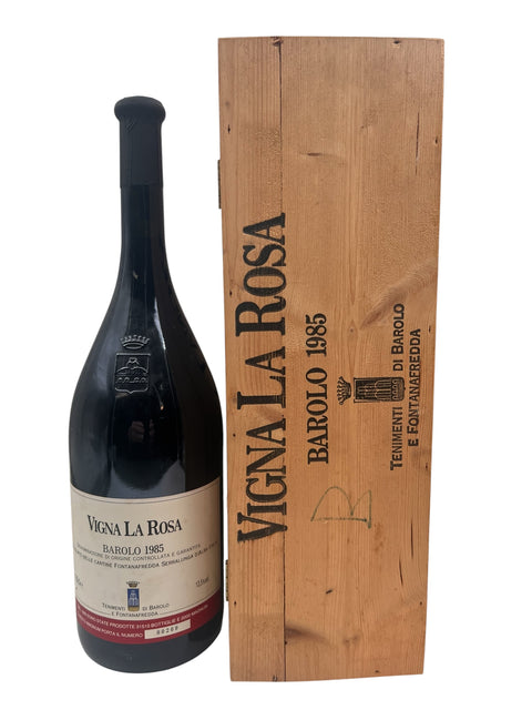 Vigna La Rosa Barolo 1985 fra Fontanafredda med trææske