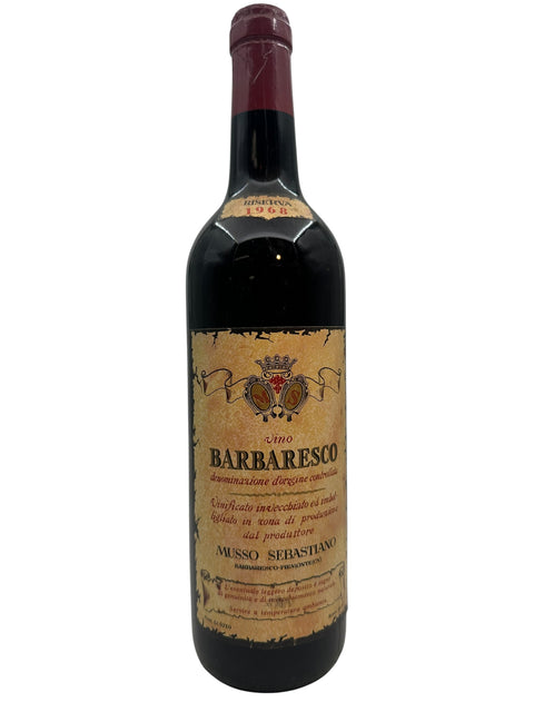 Bottle of Barbaresco Musso Sebastiano 1968 red wine